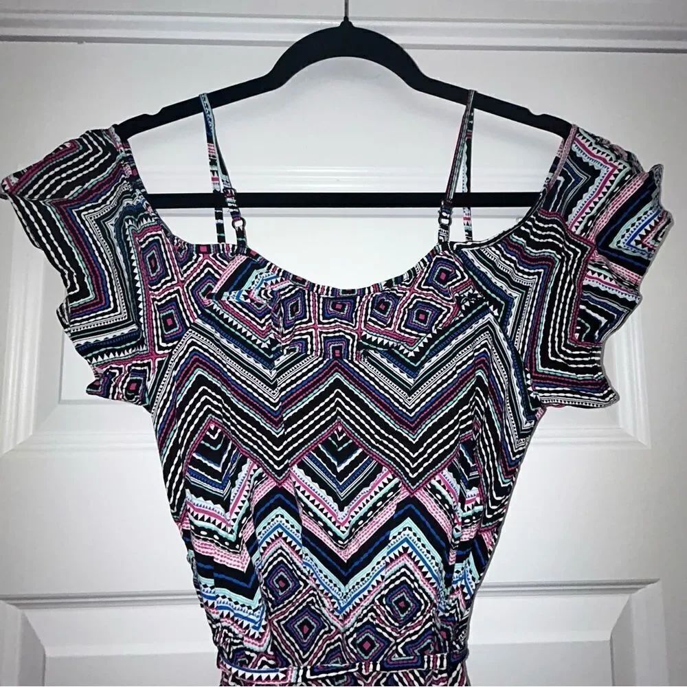 Candie’s Ruffle Open Shoulder Short Dress - Picture 7 of 8